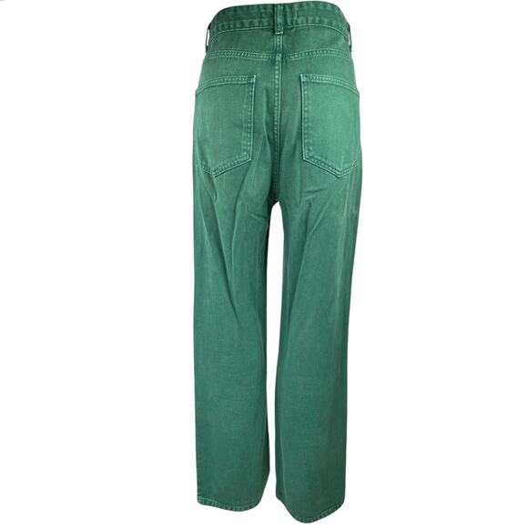 Clemence Women's Green High Waist Straight Wide Leg Denim Jeans Pants Size 10 - Picture 3 of 5